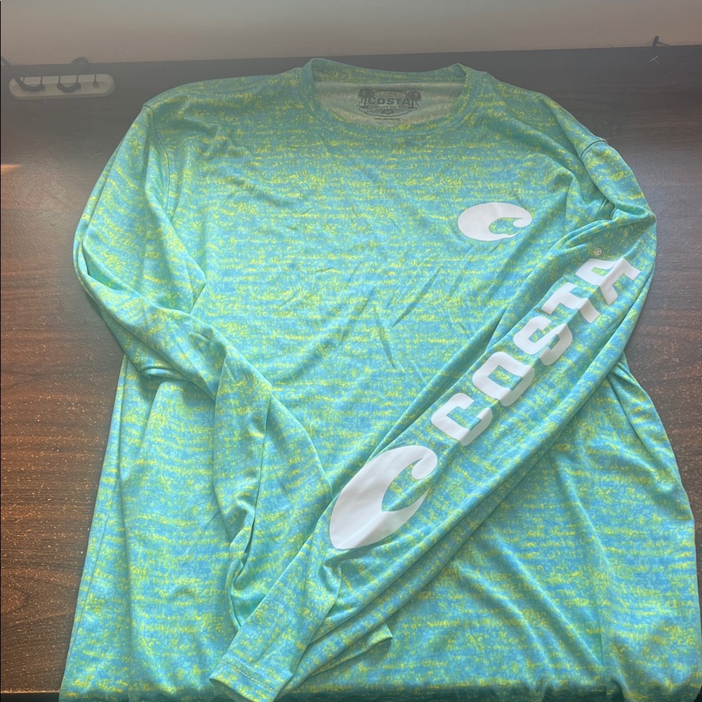 Costa Long Sleeve Shirt in Aqua and Lime